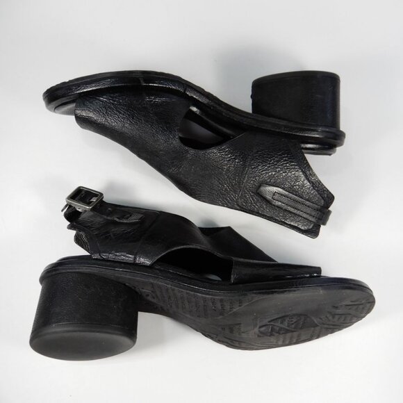 A.S.98 Lucca Heeled Sandals Size 37 7 Black Leather EUC $319 - Picture 7 of 12